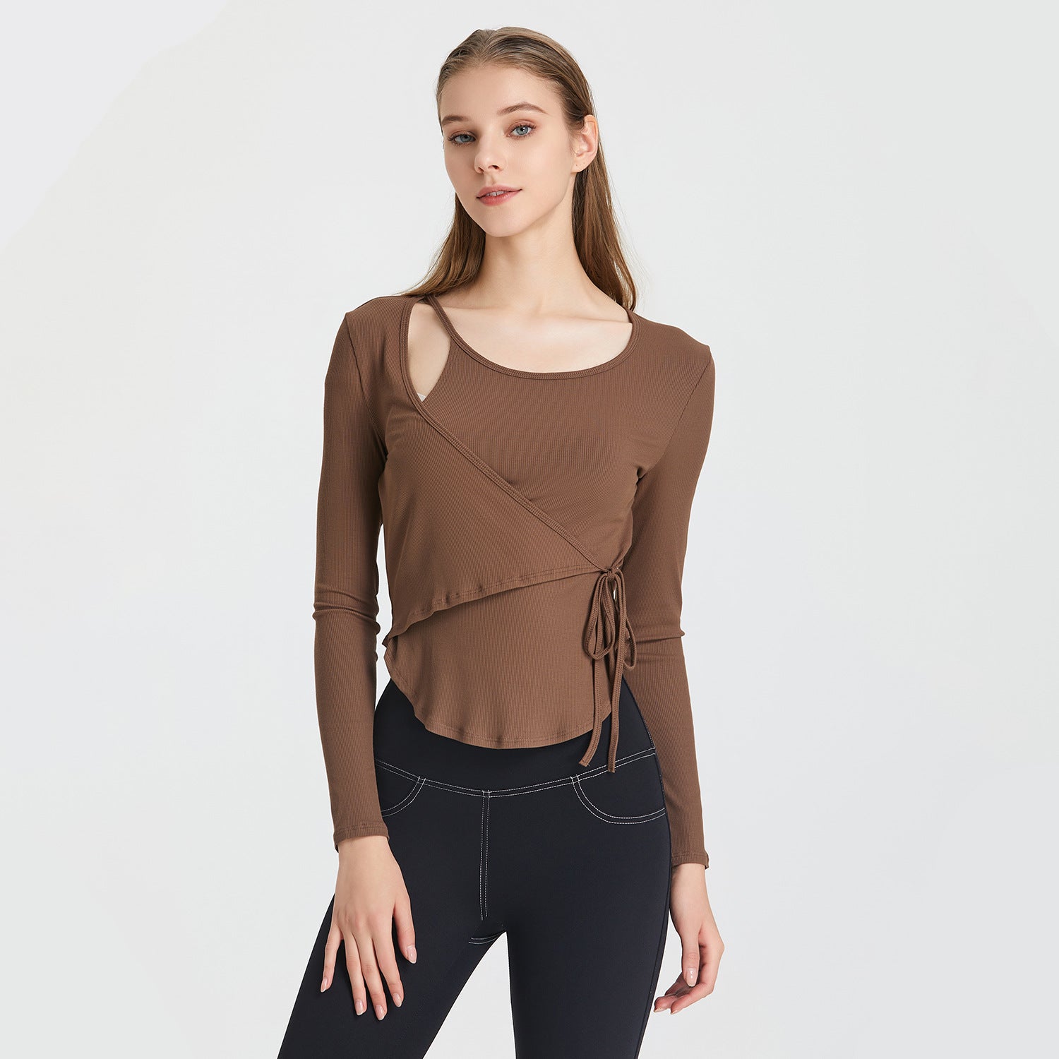 Loose Lace Breathable Sports Blouse Women Yoga Clothes Running Quick Drying Clothes Training Long Sleeve T shirt Workout Clothes Top