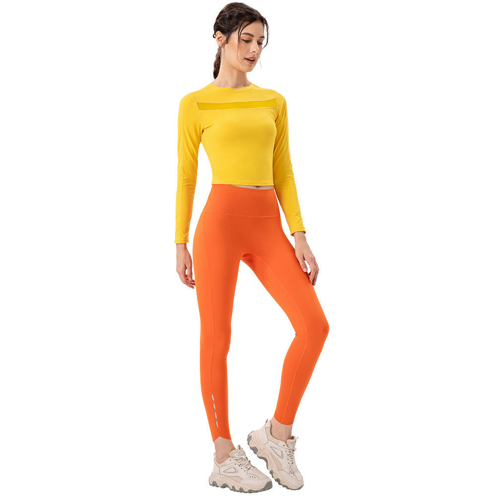 Yoga Pants Women Non Embarrassing Line Nude Feel Hip Raise Fitness Pants Fit High Waist Belly Contracting Sports Running Cropped Pants