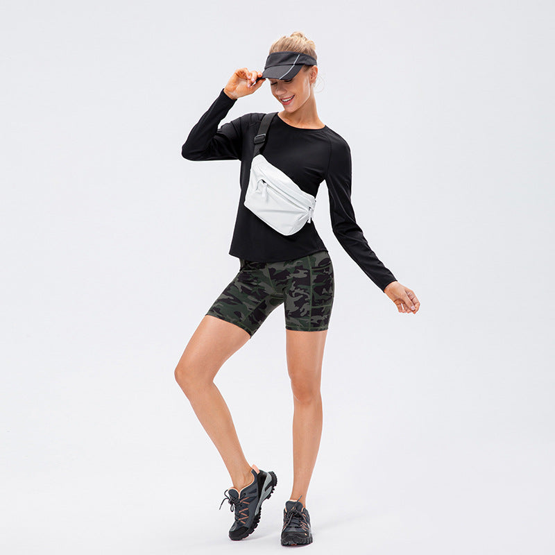 Women Autumn Winter Nylon Fleece lined Warm Sports Long Sleeve Nude Feel Double Sided Yoga Running Training Workout Clothes