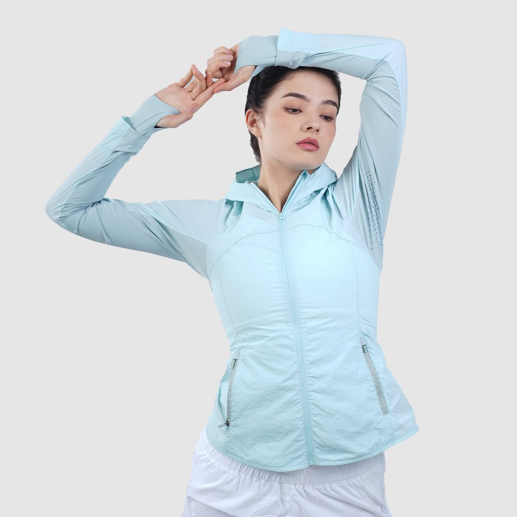 Summer Yoga Clothes Sports Top Women Outdoor Quick Drying Hooded Sun Protection Clothing Jacket