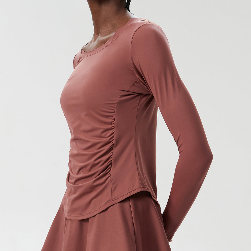 Sports Top Women Lycra Quick Drying Running Workout T shirt Thin Waist Sun Protection Long Sleeve Top