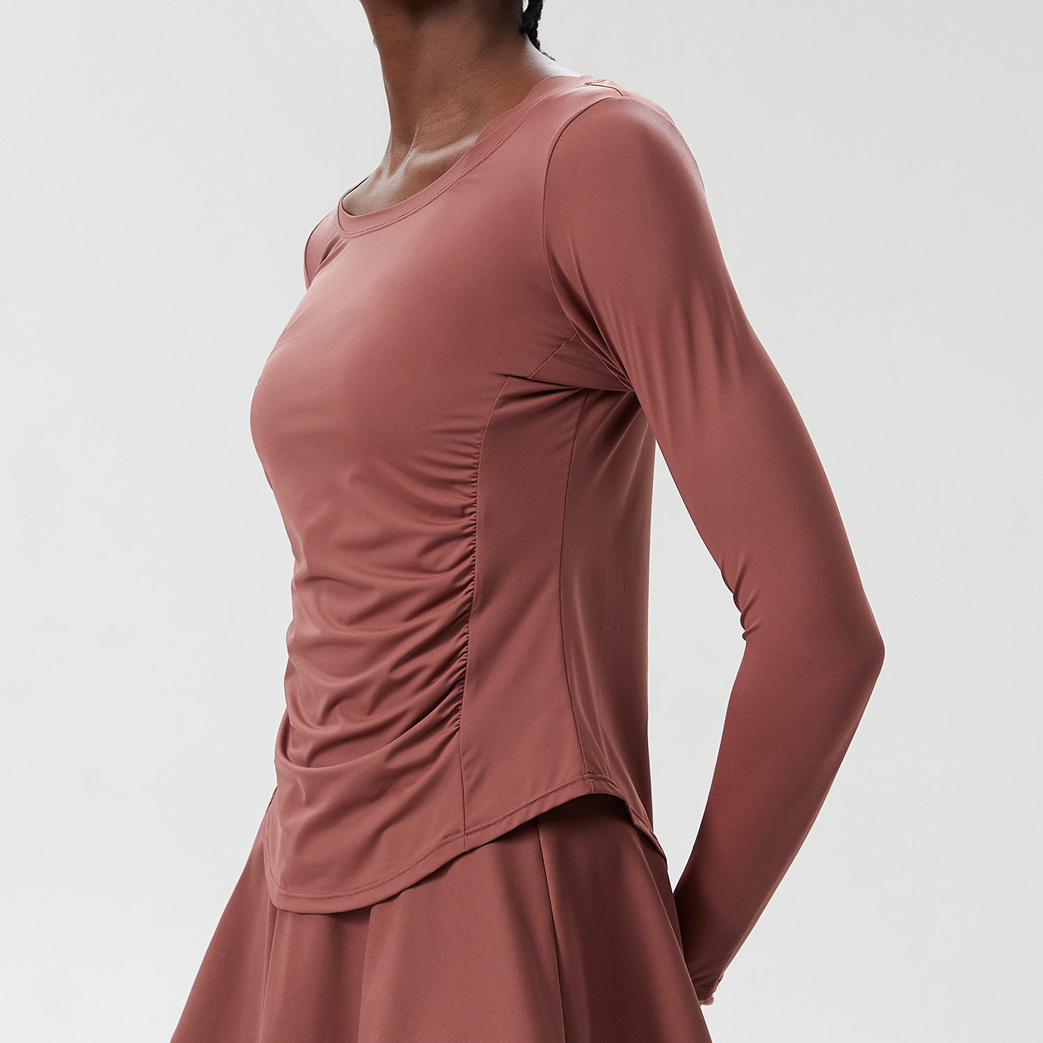 Sports Top Women Lycra Quick Drying Running Workout T shirt Thin Waist Sun Protection Long Sleeve Top