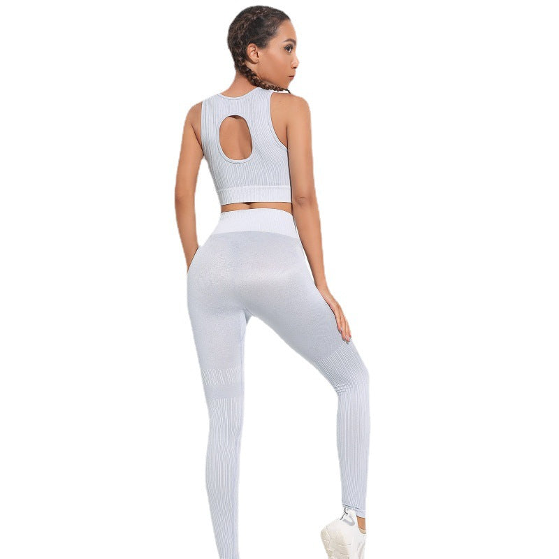 Bright Silk Vest Pants Two Piece Set Sports Yoga Running Fitness Nylon Quick Drying Breathable