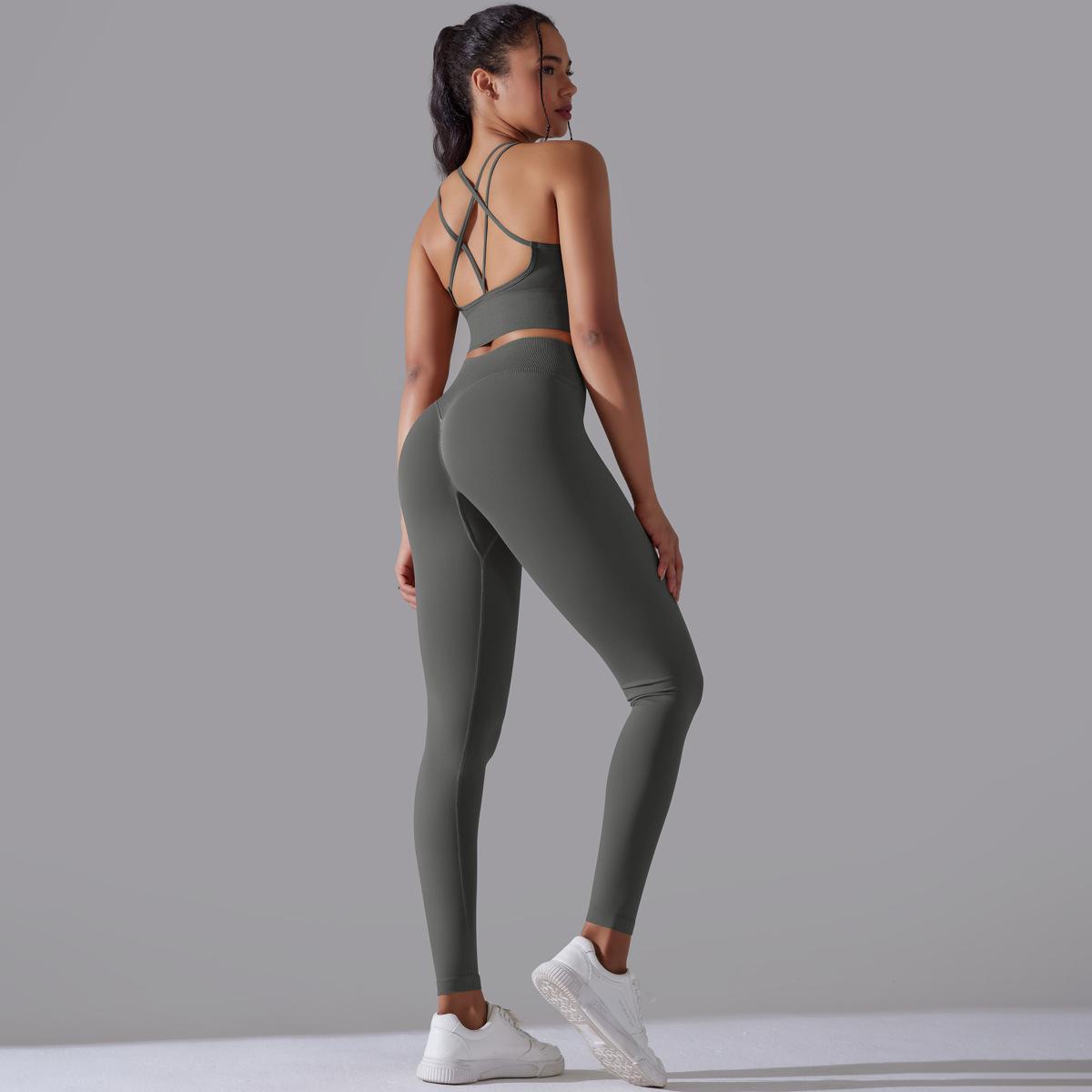 Cross Bra Trousers Suit-Dark Gray