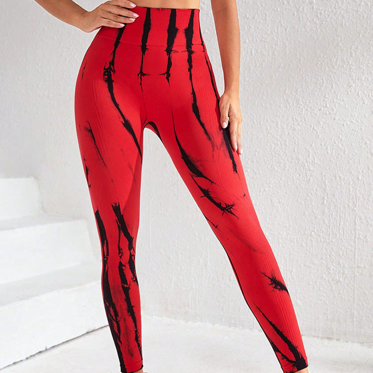 Internet Seamless Yoga Pants Hip Tie Dye Breathable Yoga Clothes Tight High Waist Sports Workout Bottoms Women