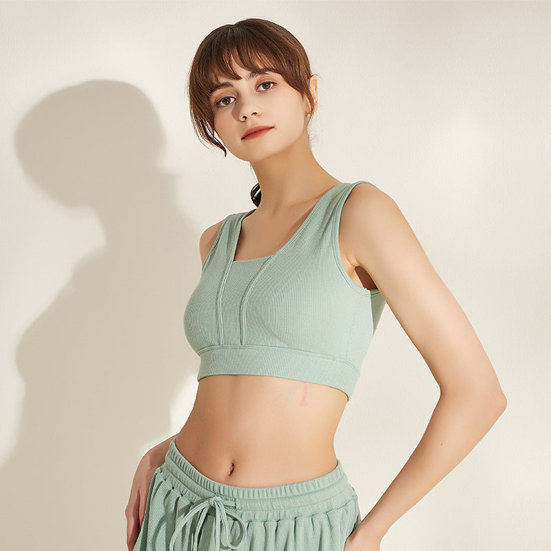 Double Shoulder Strap Medium High Strength Shockproof Exercise Yoga Underwear Women Outer Wear Running Workout Vest