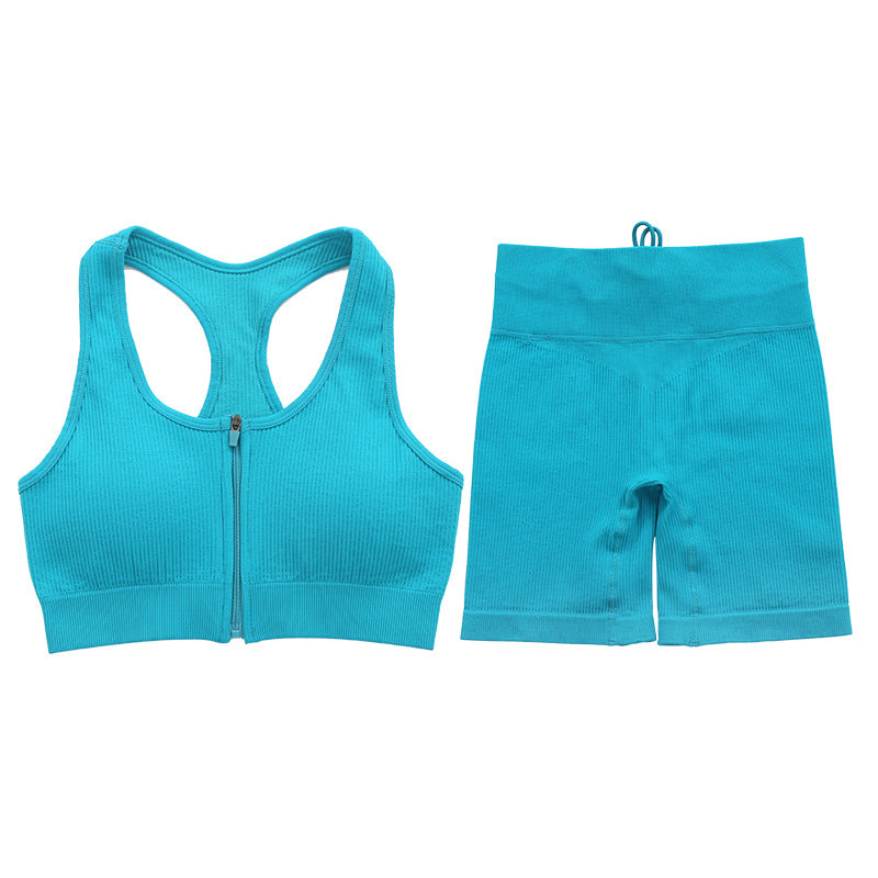 Green Breathable Yoga Bra Shorts