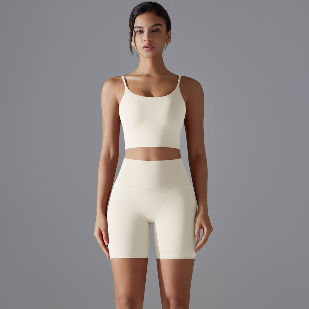 Sling Beautiful Back High Waist Hip Lift Wear Free Underwear No Embarrassment Line Sports Shorts Running Fitness Yoga Two Piece Pant Sets