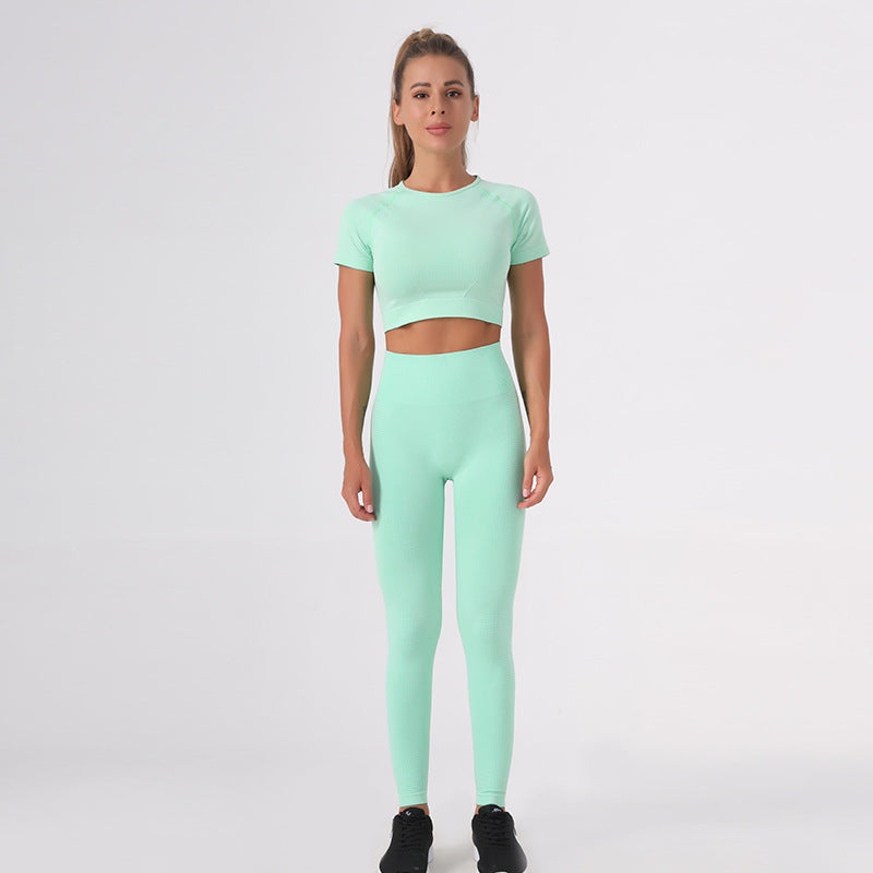 Slim Fit Seamless Yoga Suit Sports Hip Lifting Beauty Back Nude Feel Yoga Suit Abdominal Shaping High Waist Yoga Pants