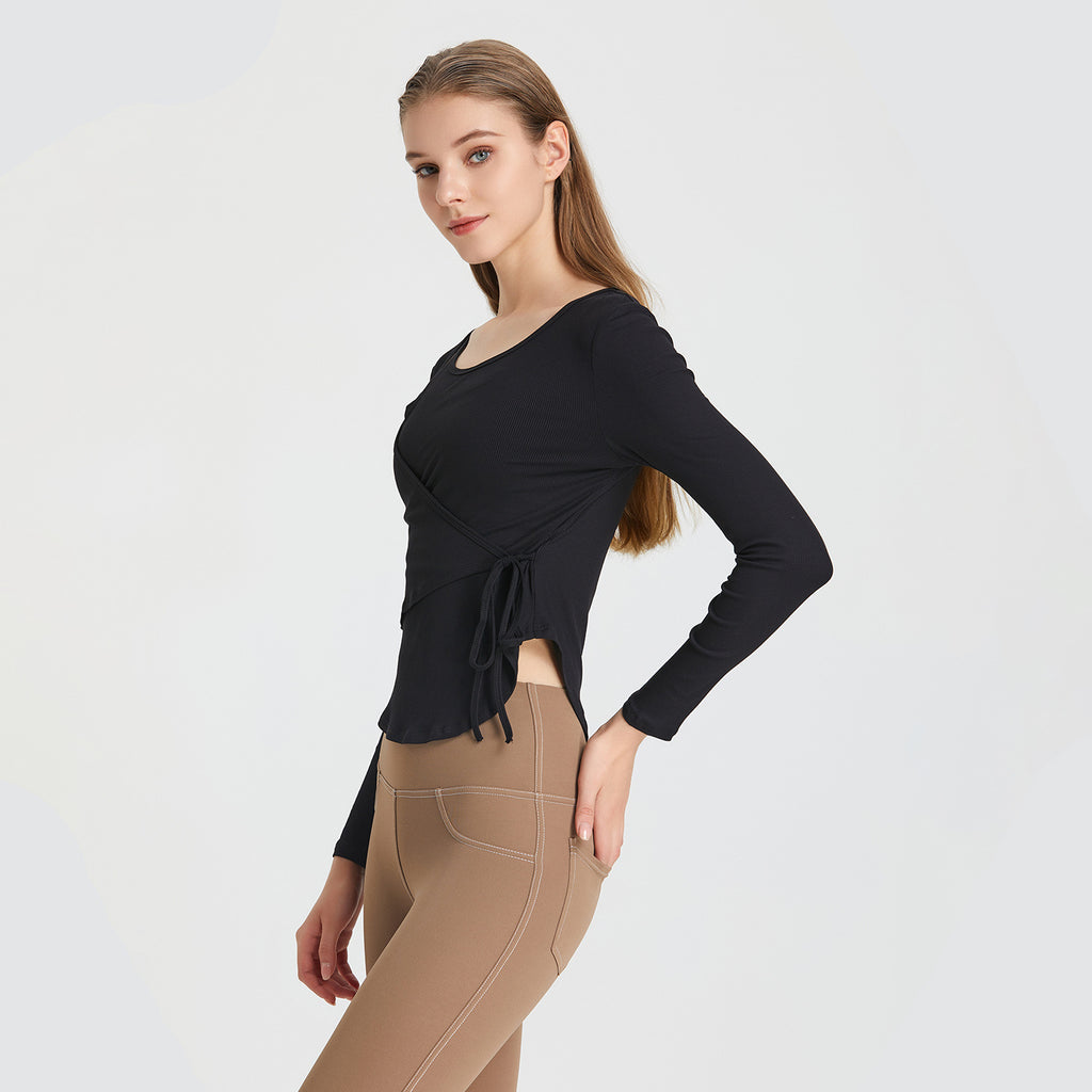 Loose Lace Breathable Sports Blouse Women Yoga Clothes Running Quick Drying Clothes Training Long Sleeve T shirt Workout Clothes Top