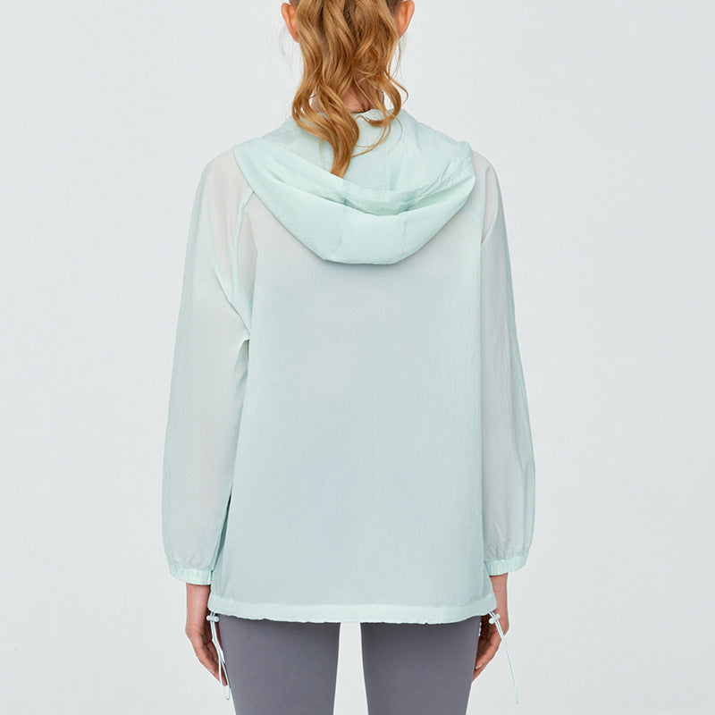 Thin Breathable Sun Protection Clothing Adjustable Brim UV Protection Wind Shield Outdoor UPF50 Sun Protection Jacket