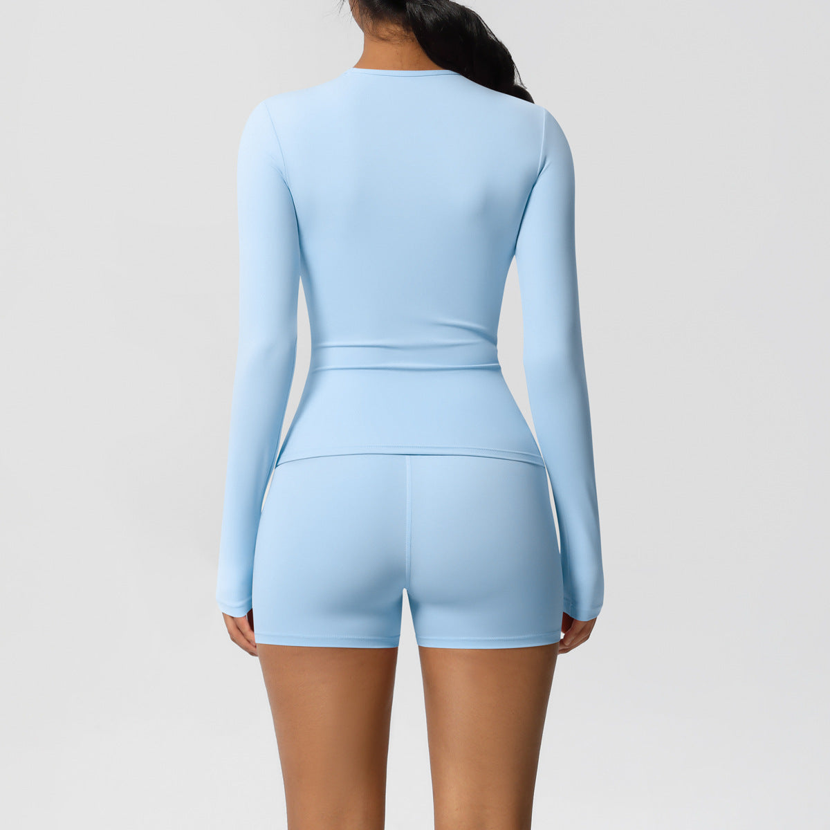 Solid Color Skin Friendly Brushed Skinny Long Yoga Clothes Sports Running Fitness Clothes Two Piece Set for Women