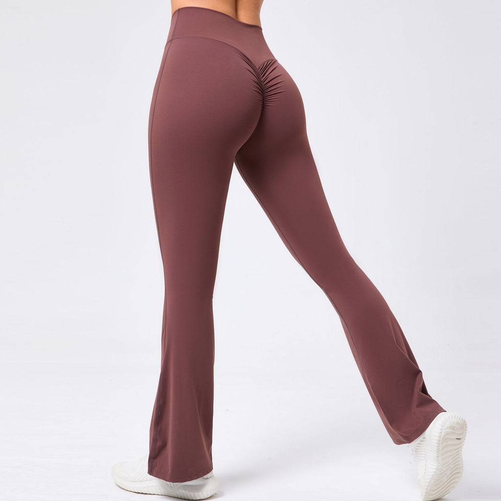 Wide Leg Tight Nude Feel Hip Lifting Yoga Bell Bottom Pants Dance High Waist Micro Pull Fitness Sports Pants