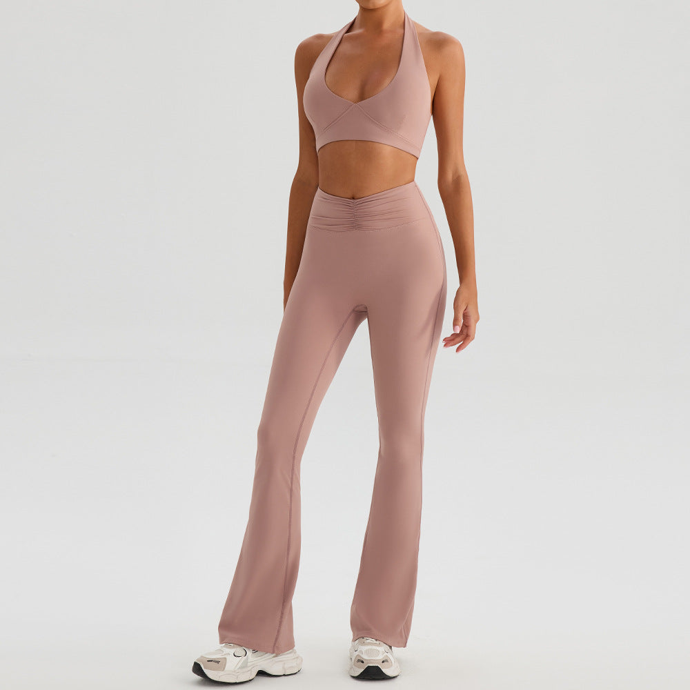 Deep Pink: Bra Bell-Bottom Pants