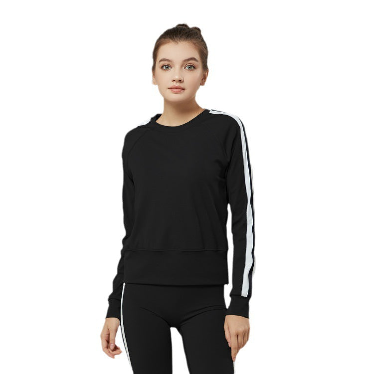 Sports T Shirt Women Mixed Color Stripe Quick Drying Long Sleeve Slim Fit Breathable Running Fitness Top Yoga Clothes Blouse