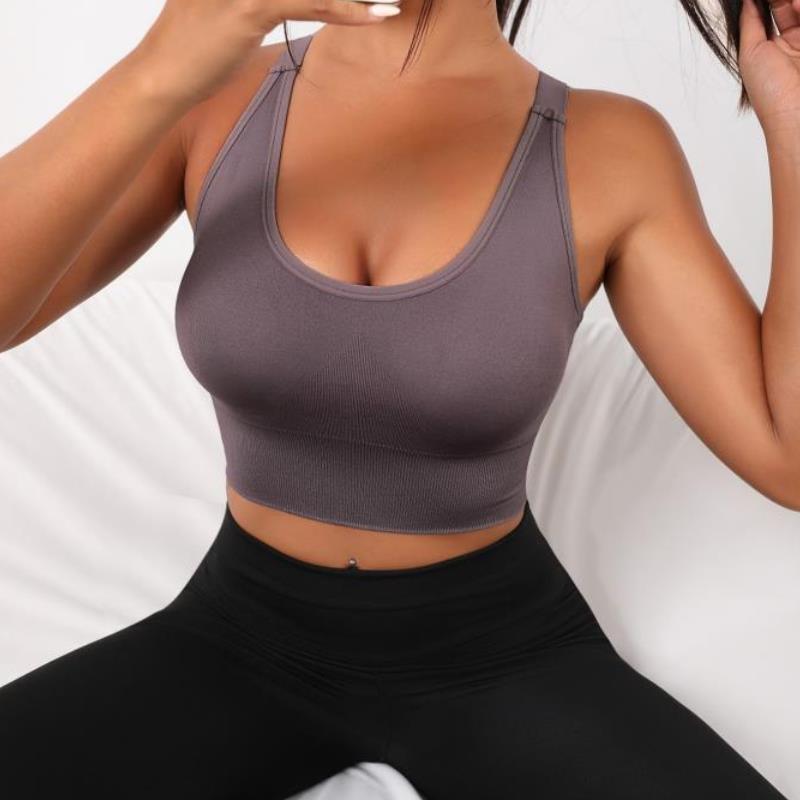 Seamless Knitted Sexy Outer Wear Inner Wear Bra Fitness Tight Quick Drying Sweat Absorbent Sports Yoga Bra Women