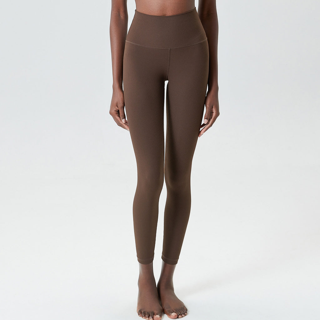 Sunken Stripe Dense Support Yoga Pants Distilled Coffee