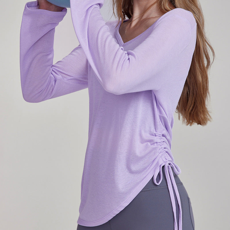 Vêtements de yoga fins automne-hiver pour femmes, blouse de sport à manches longues tendance et polyvalente, coupe ample et ajustée, haut de fitness amincissant
