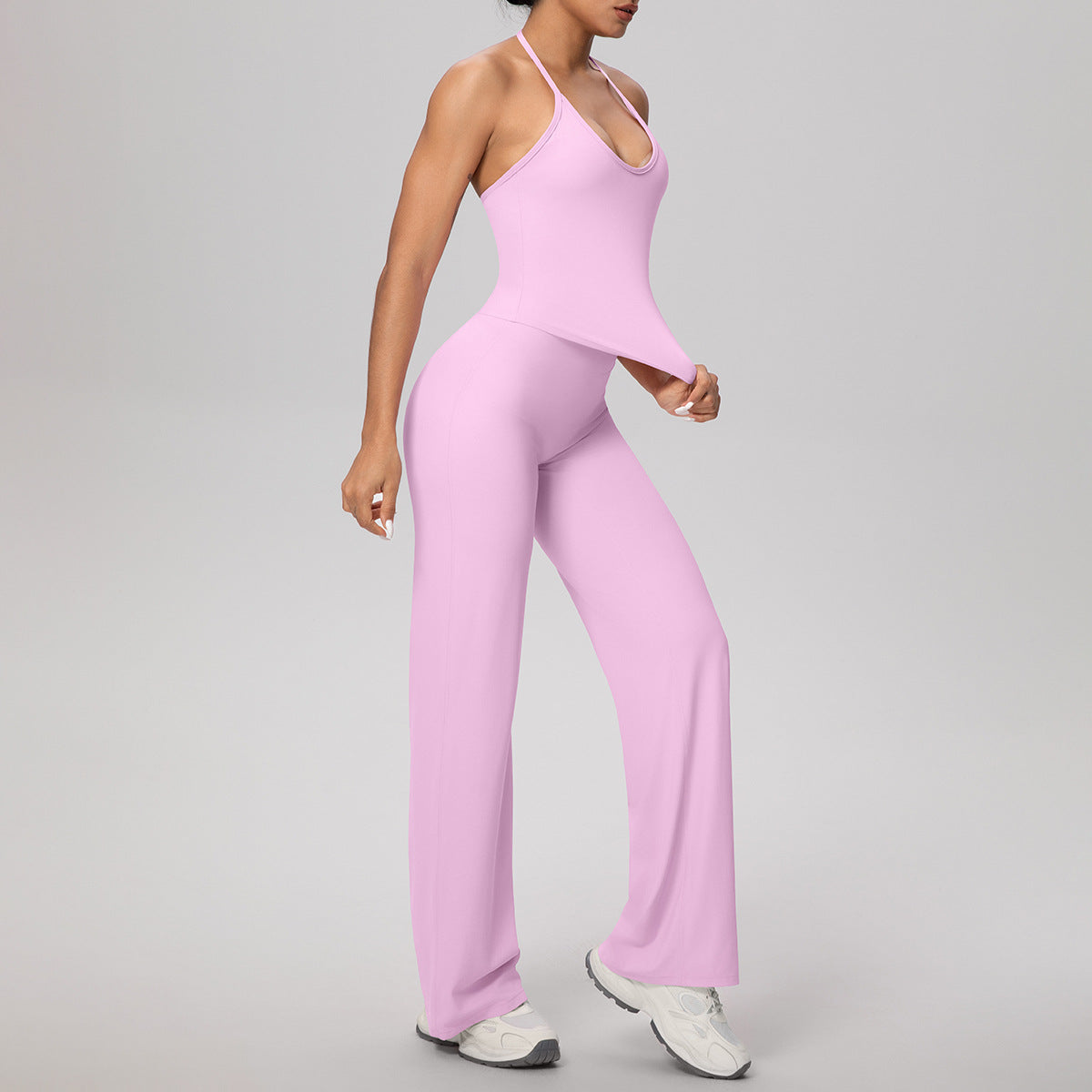 Cloud Sense - Chaleco de yoga con tirantes de encaje, pantalones de fitness, pantalones holgados y rectos para correr, ropa de yoga para mujer