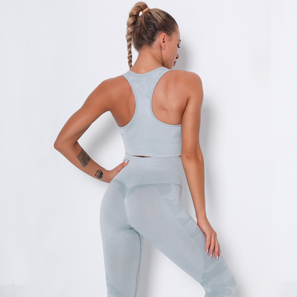 Pink Love Camouflage Shaped Bra Seamless Sports Fitness Yoga Breathable Vest Top Women