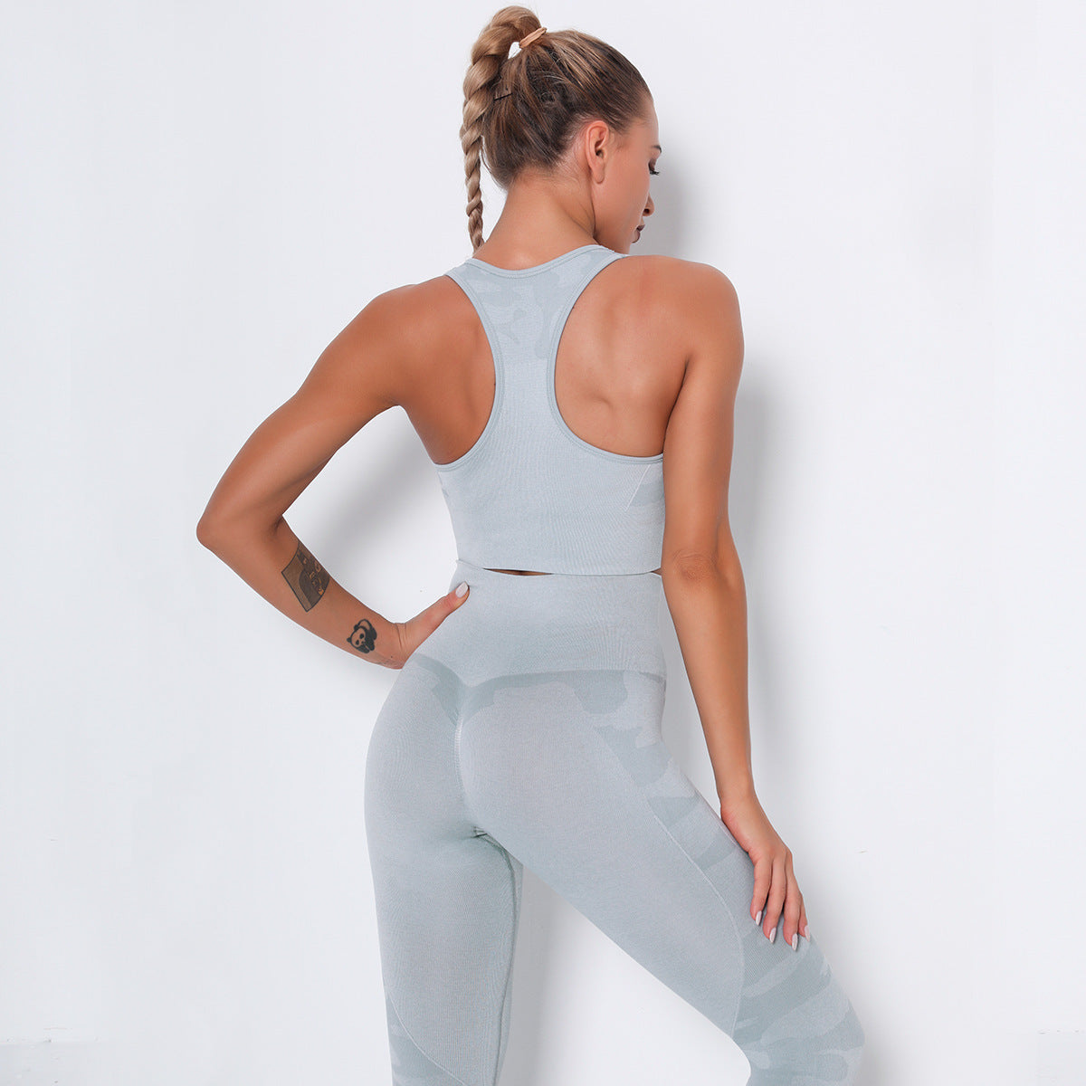 Pink Love Camouflage Shaped Bra Seamless Sports Fitness Yoga Breathable Vest Top Women