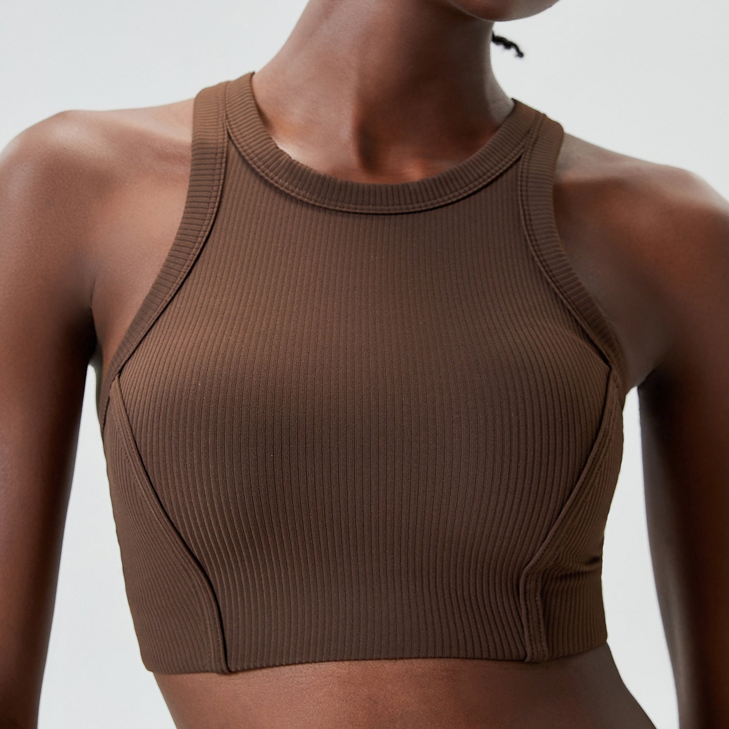 Ropa interior deportiva con cuello alto y diseño de hojas de sauce para mujer, chaleco largo de yoga para entrenamiento, sujetador para correr