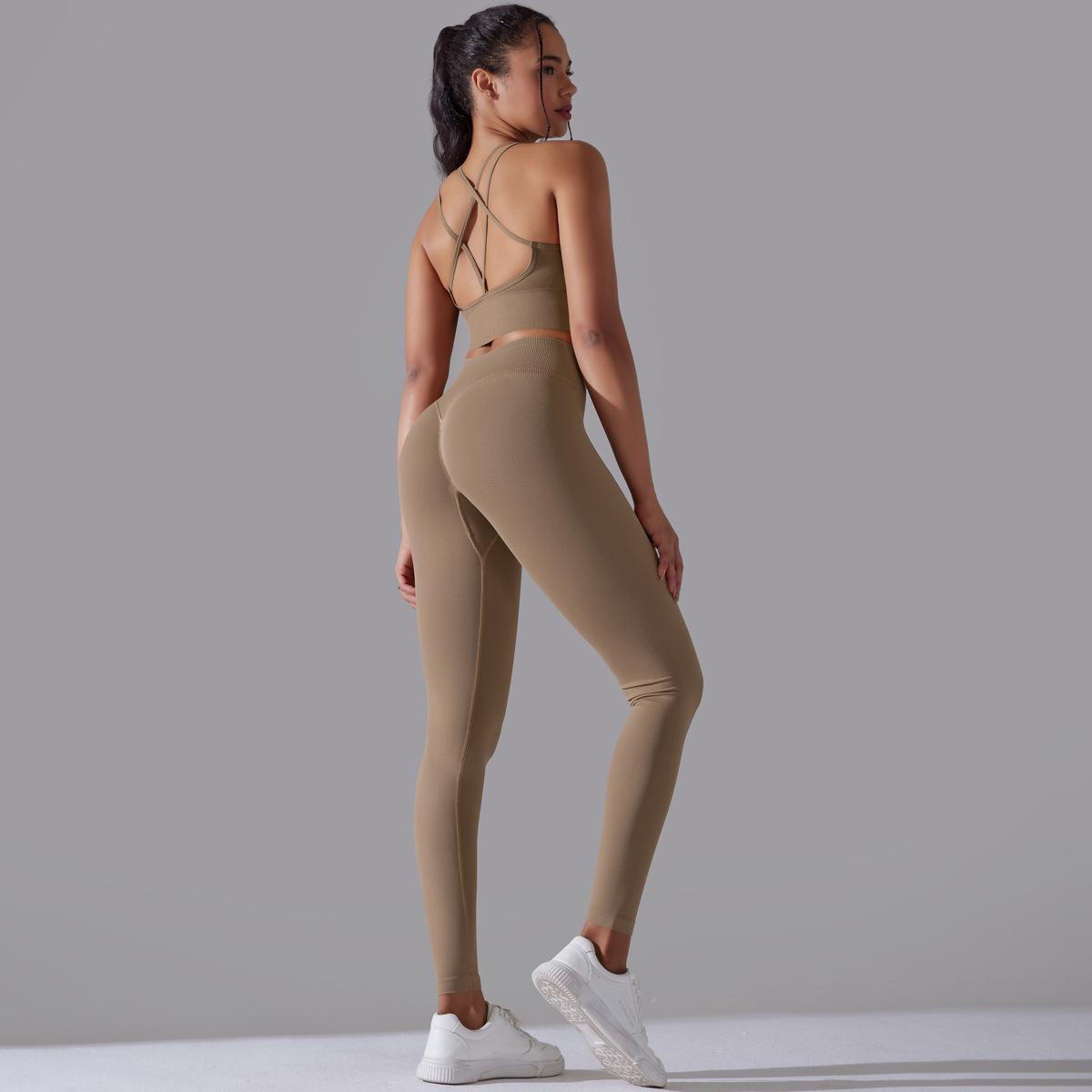 Cross Bra Trousers Suit-Cocoa Color