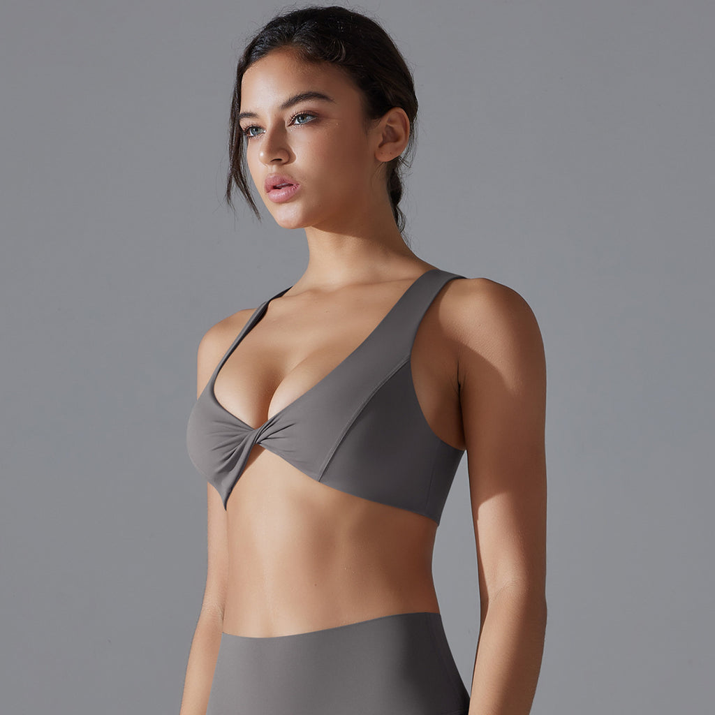 Sous-vêtements de sport gainants pour le dos, doux pour la peau, effet peau nue, respirants, sexy, ajourés, débardeur de yoga, soutien-gorge de yoga push-up antichoc
