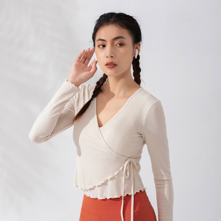 Tight Workout Clothes Women Solid Color Sports Top Running Long Sleeve T Shirt Outer Wear Elastic Yoga Clothes Autumn