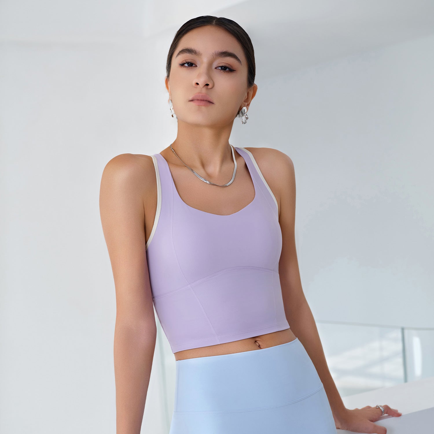 Sports Underwear Women Shockproof High Strength Chest Pad One Piece Mid Length Outerwear Workout Yoga Vest Women