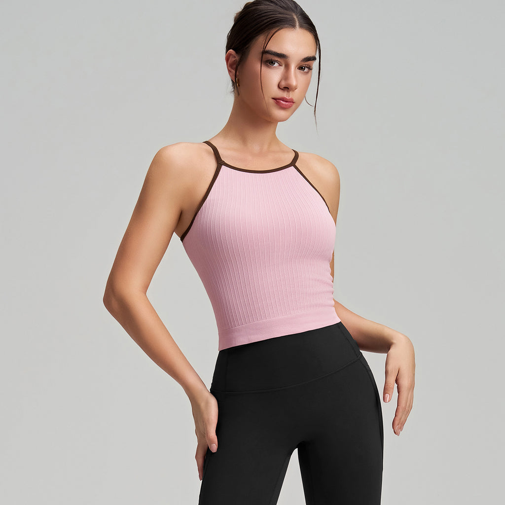 Sports Underwear Women Fixed Cup Beauty Back Running Training Yoga Clothes Vest Outer Wear Shockproof Pilates Workout Bra