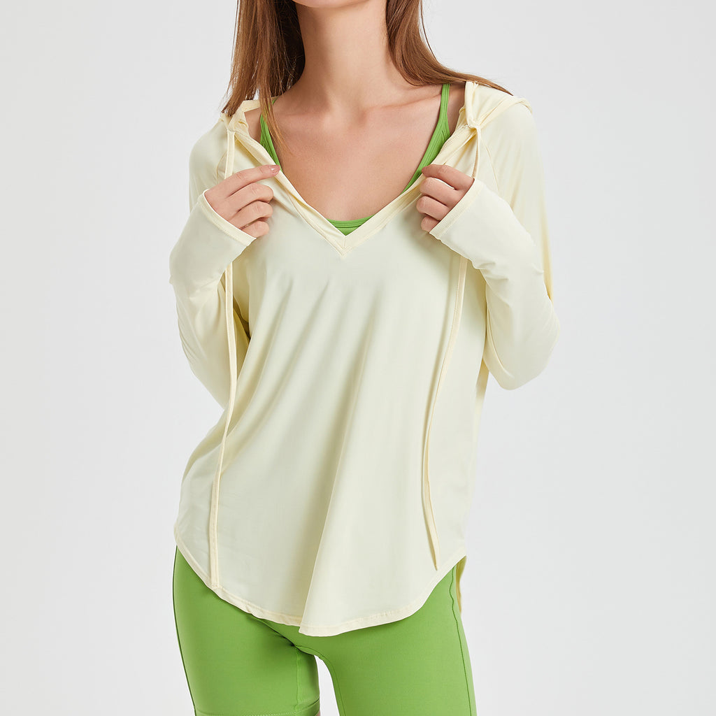 Proof Running Breathable Cool Yoga Clothes Blouse Hooded Sports Sun Protection Quick Drying Workout Clothes Top Women Summer