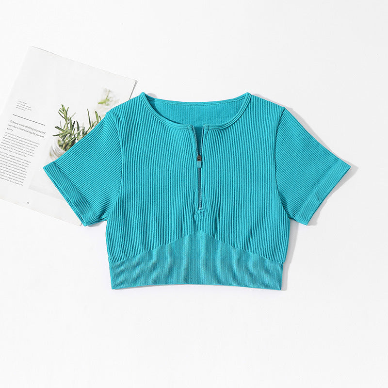 Green Nude Feel Yoga Clothes Short Sleeve