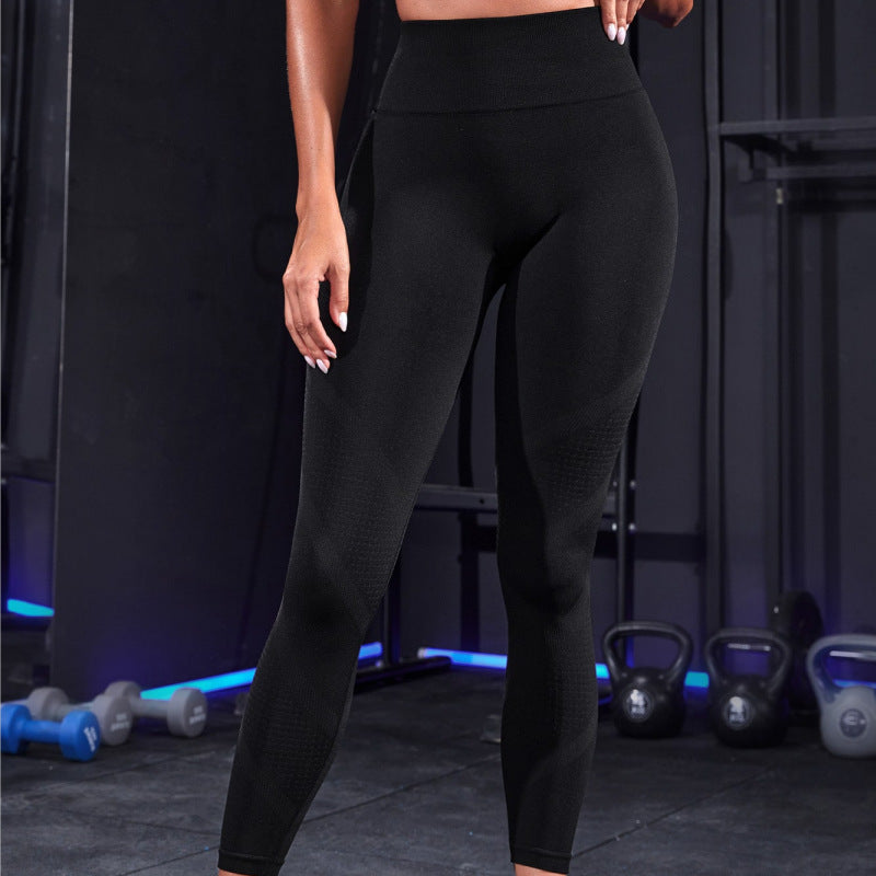 Pantalones de yoga deportivos de punto sin costuras, que absorben la humedad, de secado rápido, transpirables, de cintura alta, ajustados, para correr y fitness.