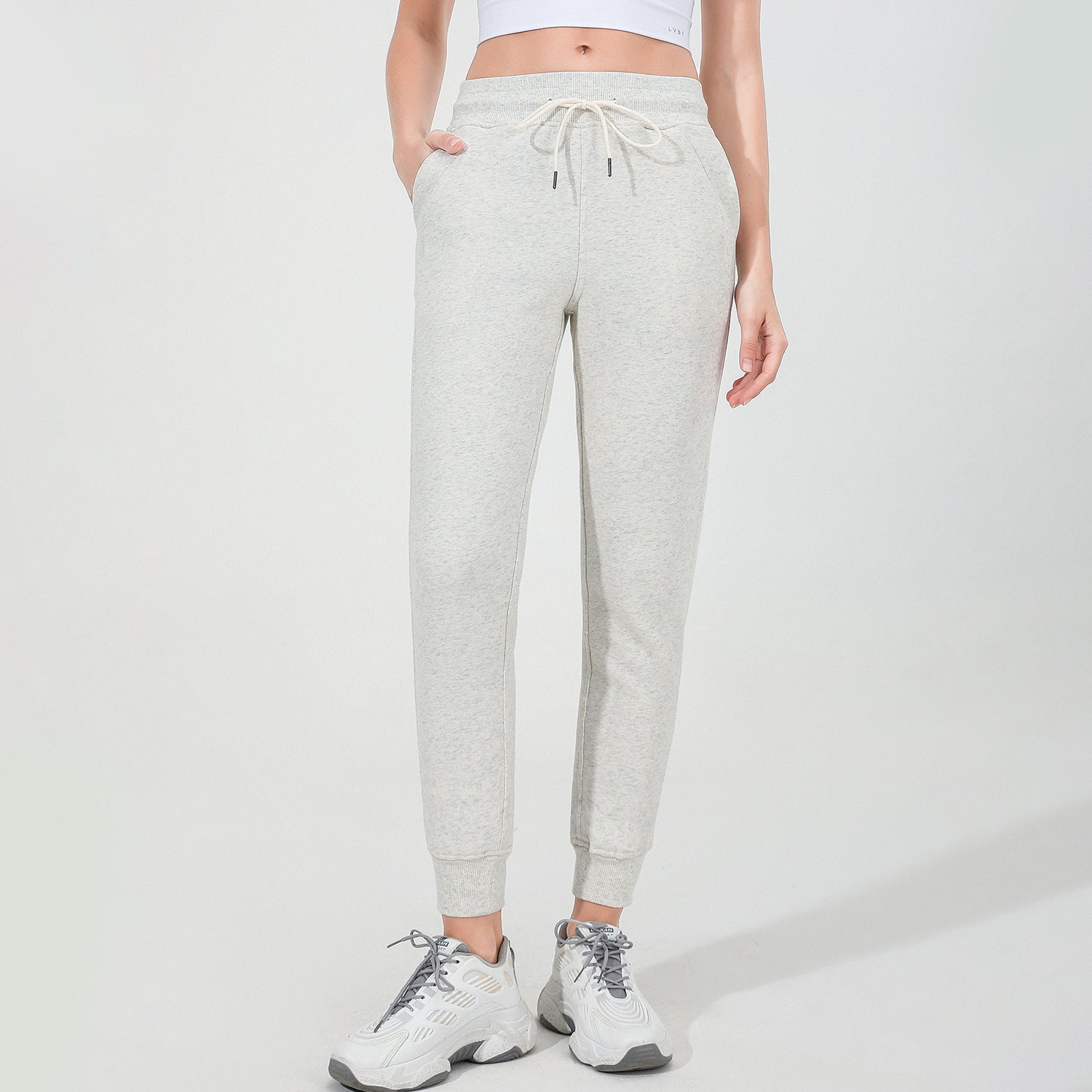 Autumn Winter Exercise Outfit Drawstring Loose Fleece Lock Warm Yoga Pants Casual Elastic Waist Sweatpants for Women