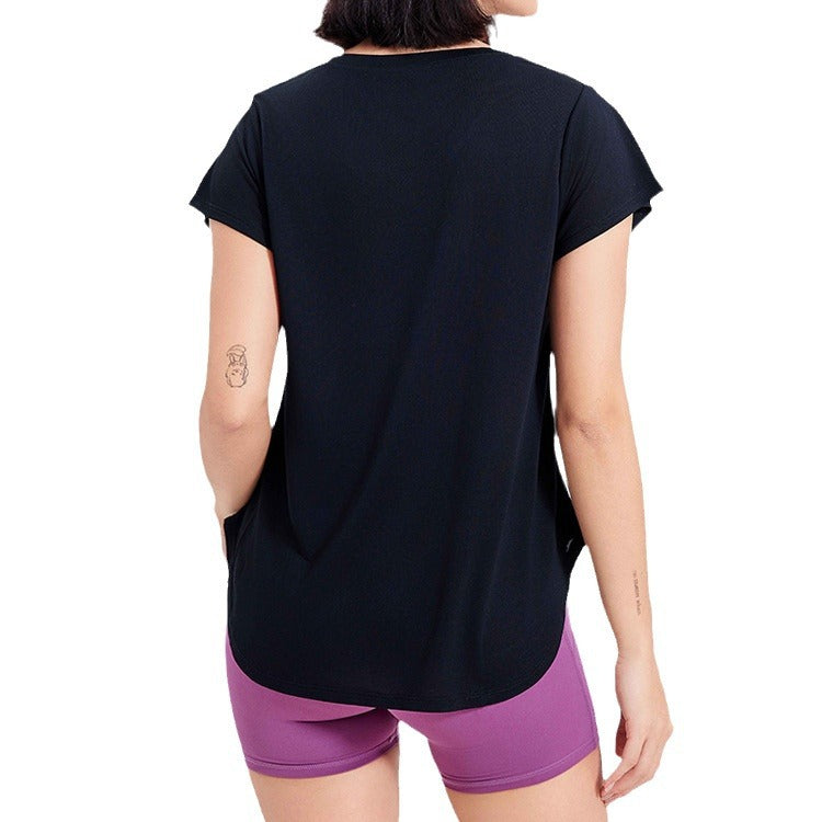 Running Quick Drying Clothes Women Breathable Slimming Mid Length Sports Short Sleeved T shirt Casual Yoga Top Workout Clothes