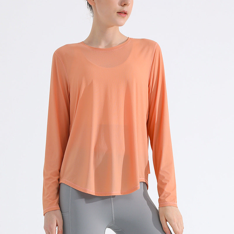 Dry Back Long T shirt Women Loose Transparent Quick Drying Sports Long Sleeved Yoga Clothes Fitness Long T Sun Protection Clothing