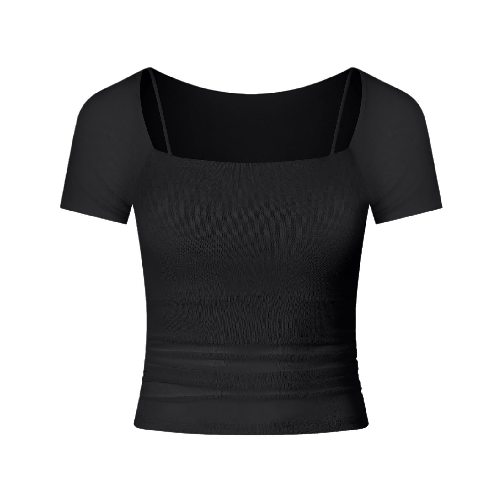 Faux Two Piece Mesh Fixed Cup Sports Underwear Women Outer Wear Running Abdominal Exercising Band Chest Pad Yoga Clothes Long Sleeved Top Summer