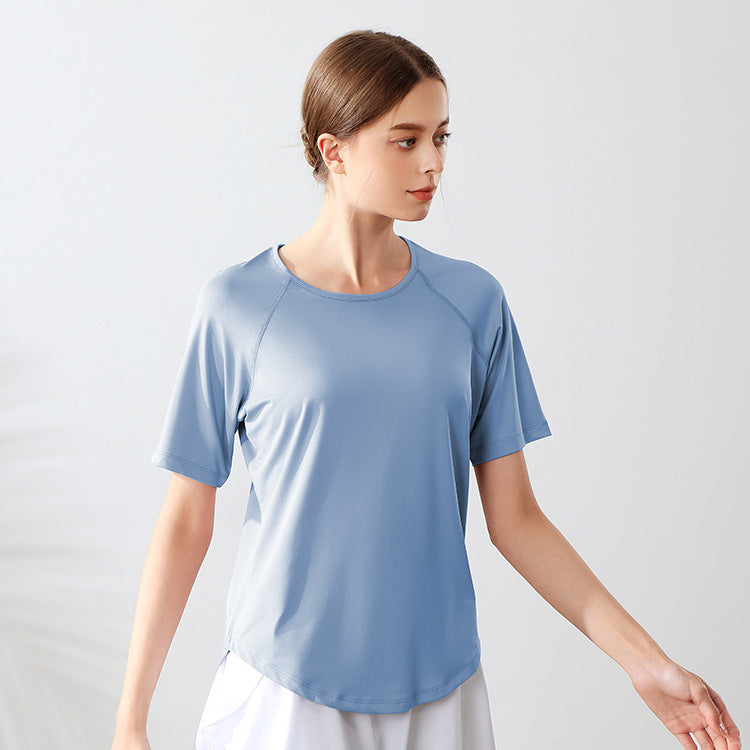 Mesh Back Loose Quick Drying T Shirt Blouse Breathable Yoga Clothes Short Sleeved Running Fitness Sportswear Women