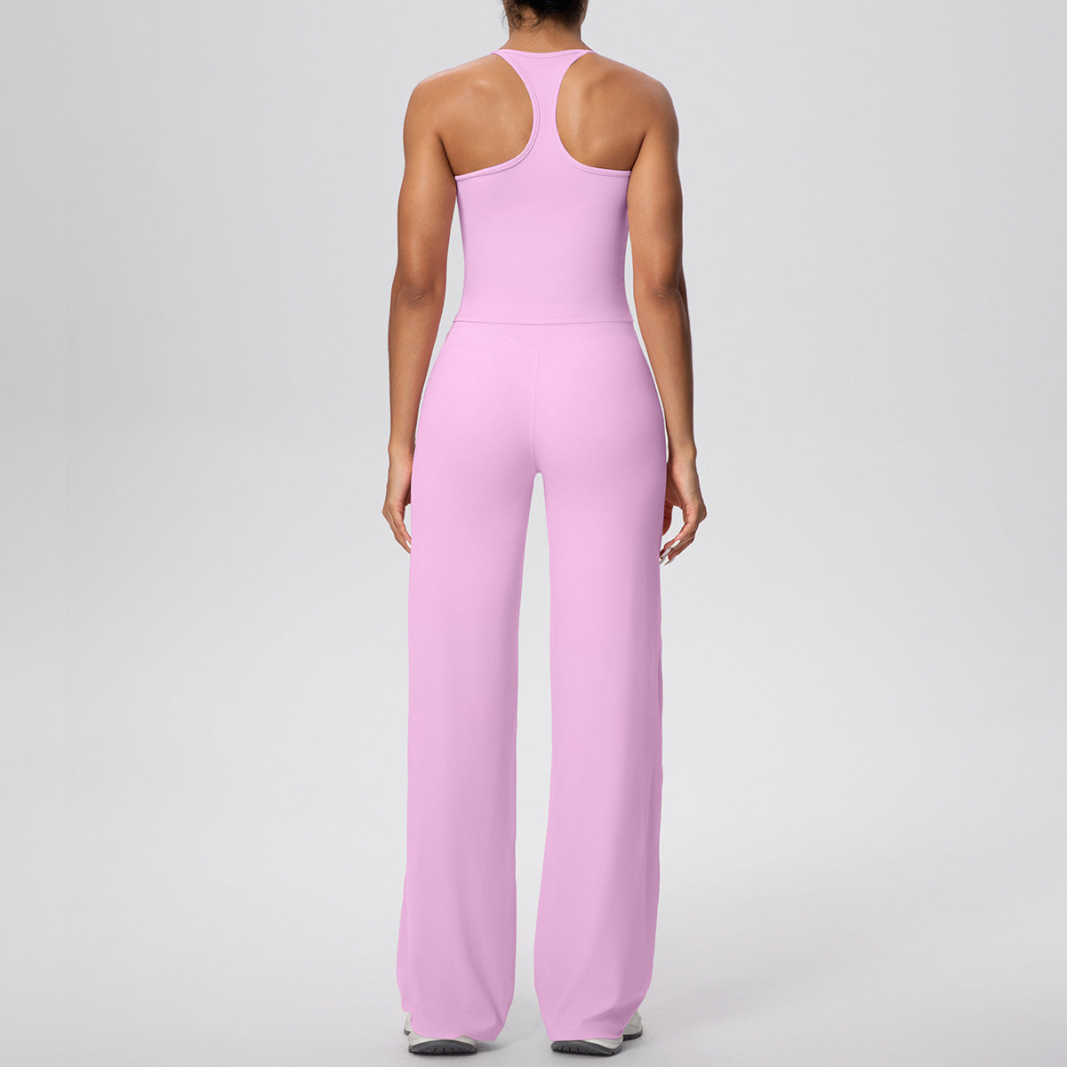 Micro Brushed Solid Color H Shaped Beauty Back Sports Vest Yoga Pants Baggy Straight Trousers Fitness Yoga Wear Suit