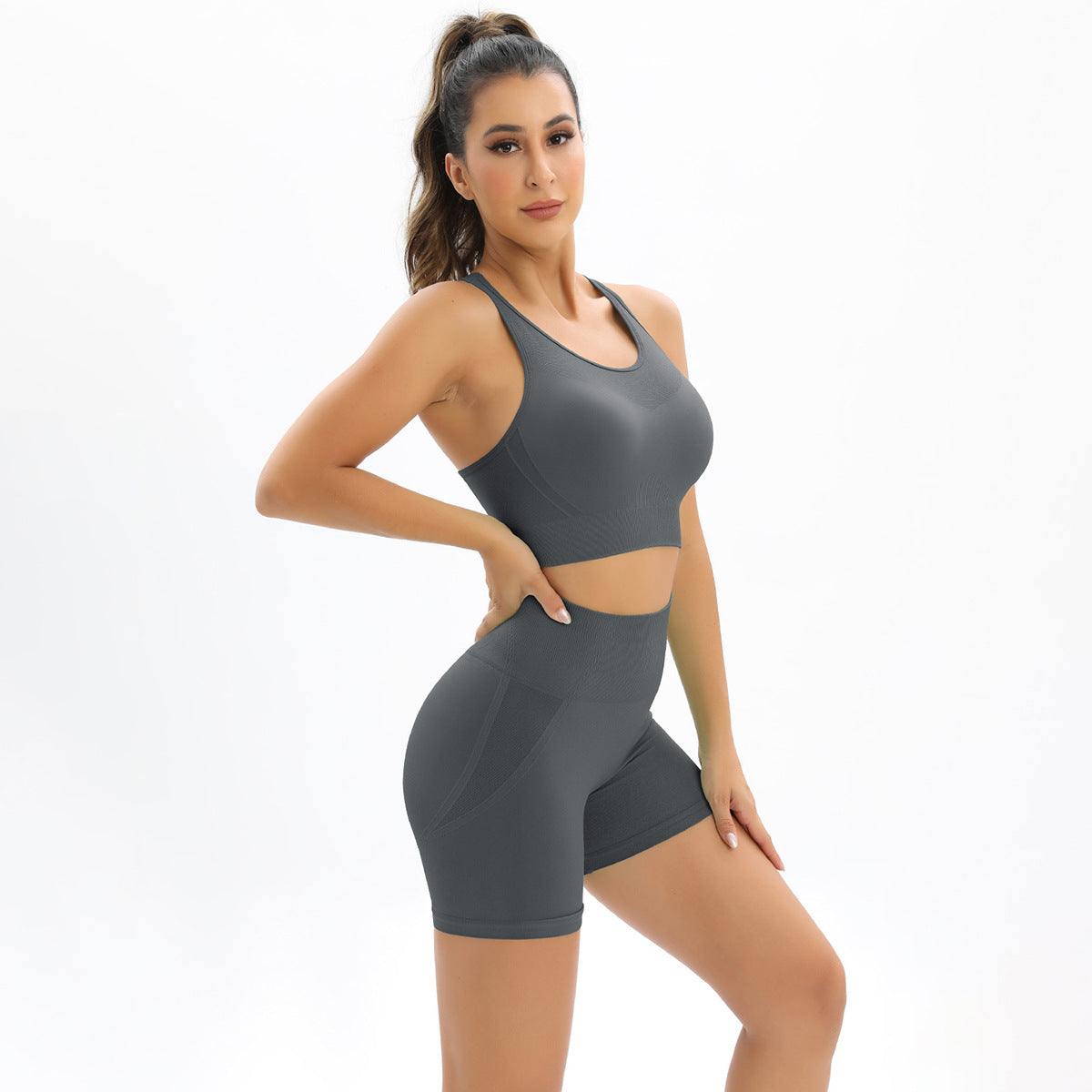 Bra Shorts Set-Dark Gray