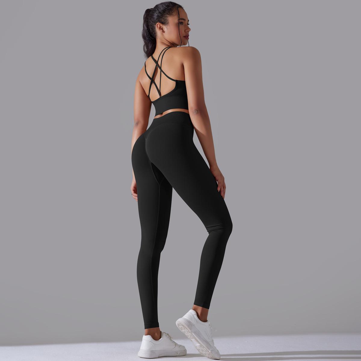 Cross Bra Trousers Suit-Pure Black