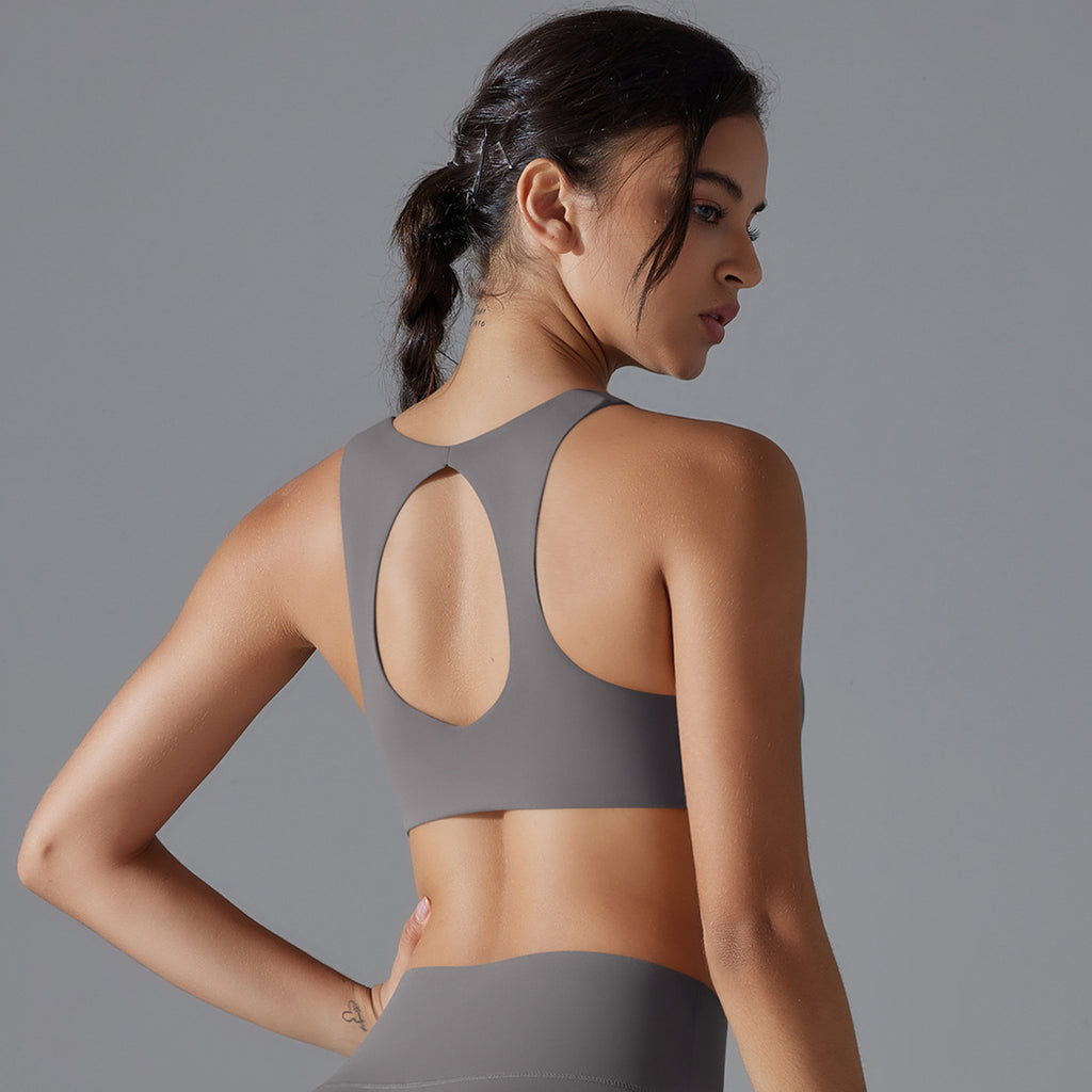 Sous-vêtements de sport gainants pour le dos, doux pour la peau, effet peau nue, respirants, sexy, ajourés, débardeur de yoga, soutien-gorge de yoga push-up antichoc