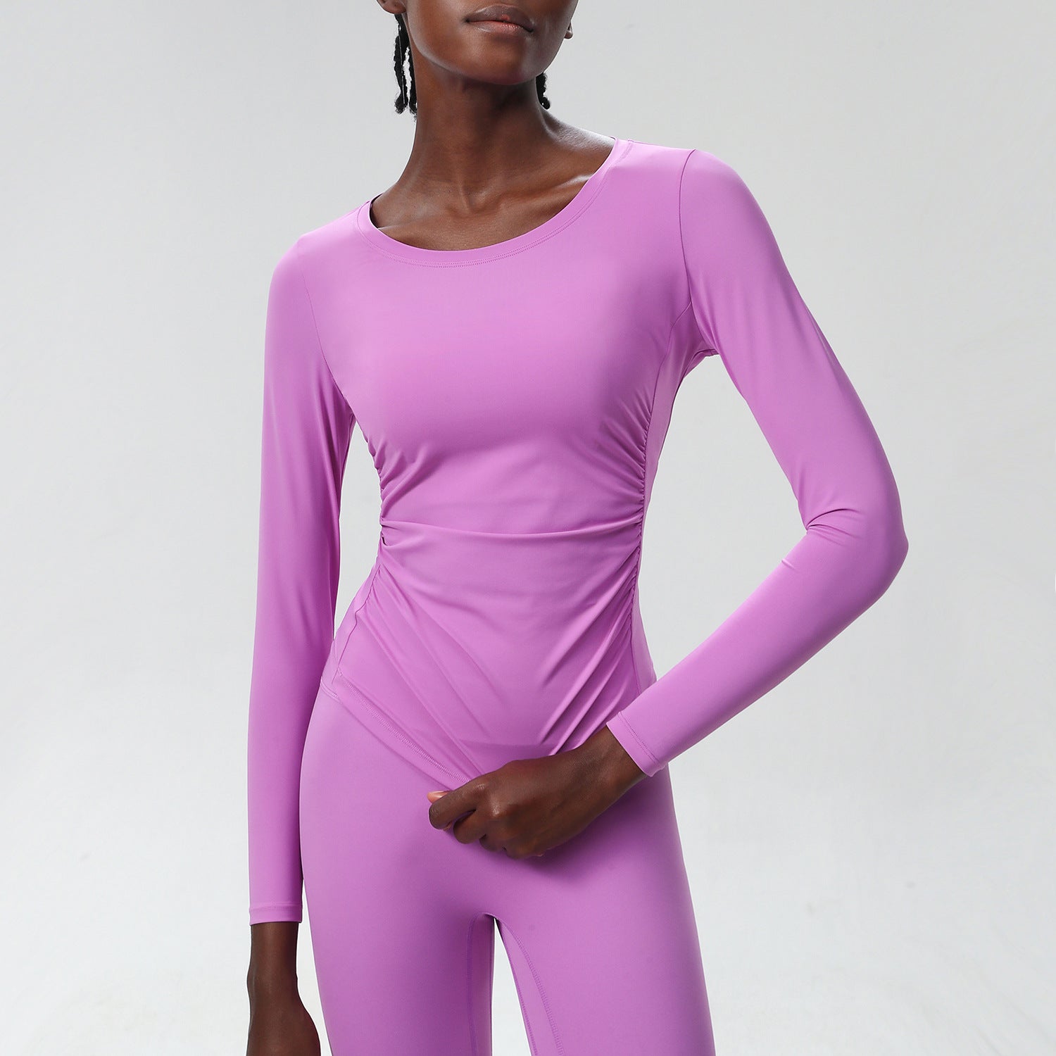 Sports Top Women Lycra Quick Drying Running Workout T shirt Thin Waist Sun Protection Long Sleeve Top