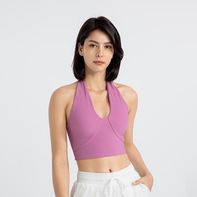 Ropa interior deportiva para mujer, a prueba de golpes, para correr, deportes, fitness, sujetador sin espalda, ropa interior ajustada para yoga, chaleco superior