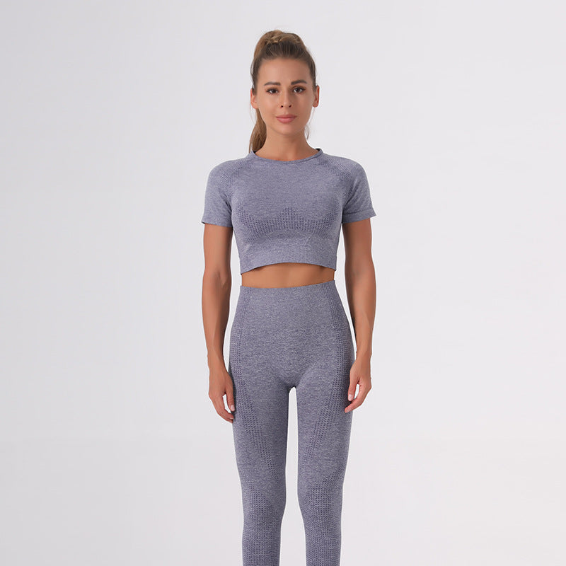 Gray Yoga Clothes Short-Sleeved Trousers