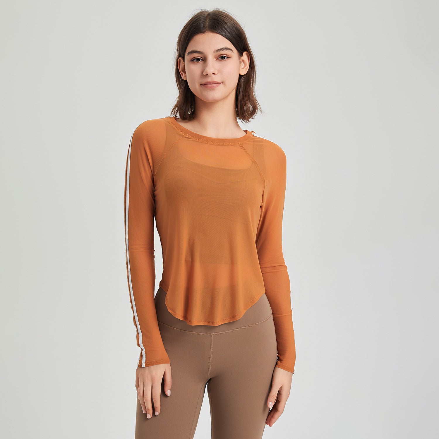 Sports T Shirt Women Color Matching Mesh Quick Drying Long Sleeve Slim Fit Breathable Running Fitness Top Yoga Clothes Blouse