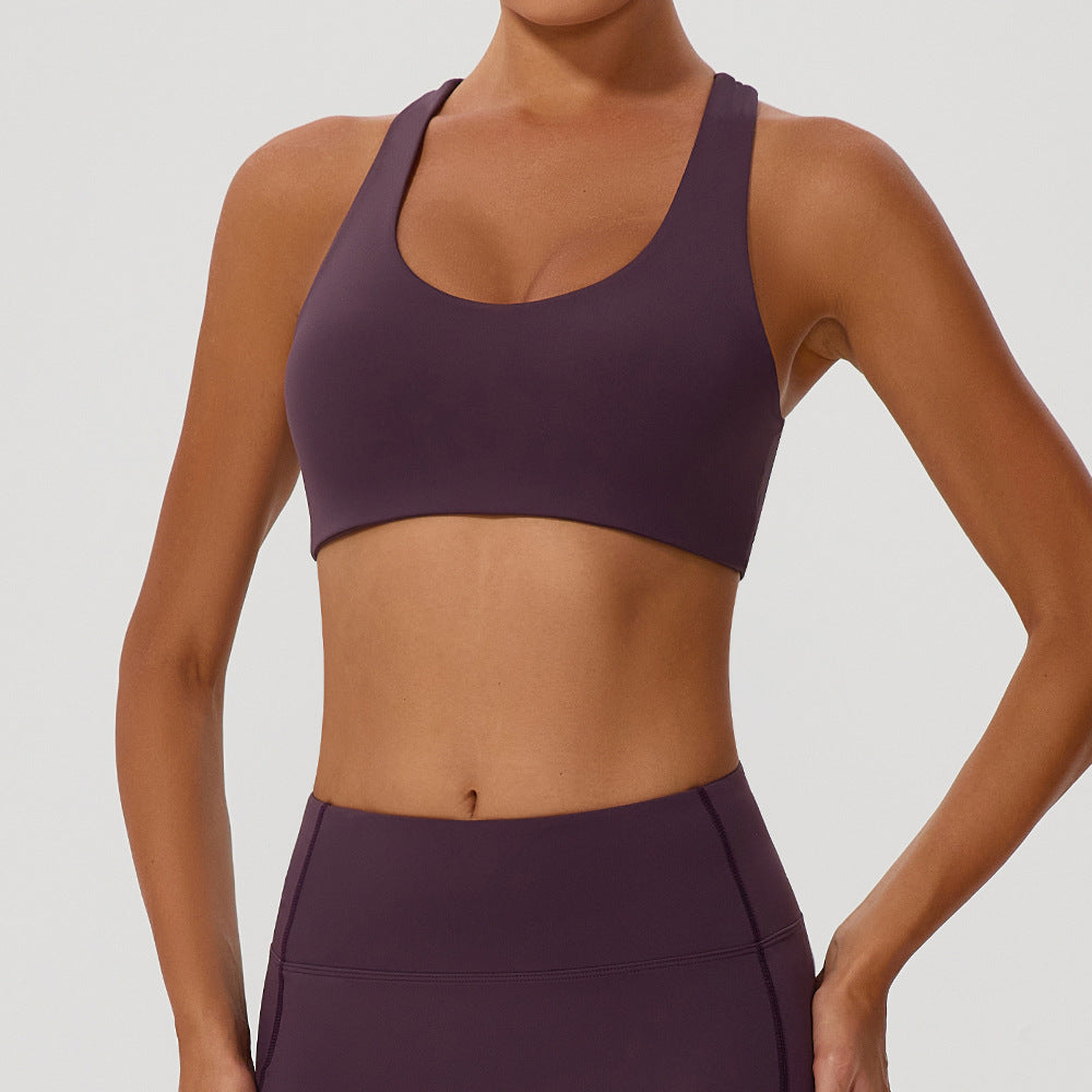 Sujetador de yoga Cross Love para mujer, con tirantes y almohadilla para el pecho, ropa exterior para entrenamiento, ropa interior deportiva para exteriores