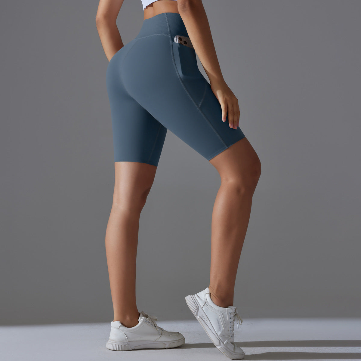 Pantalones de yoga Nude Feel, sin costuras, con bolsillos laterales, color melocotón, cintura alta, elásticos, para realce de cadera, leggings deportivos para mujer