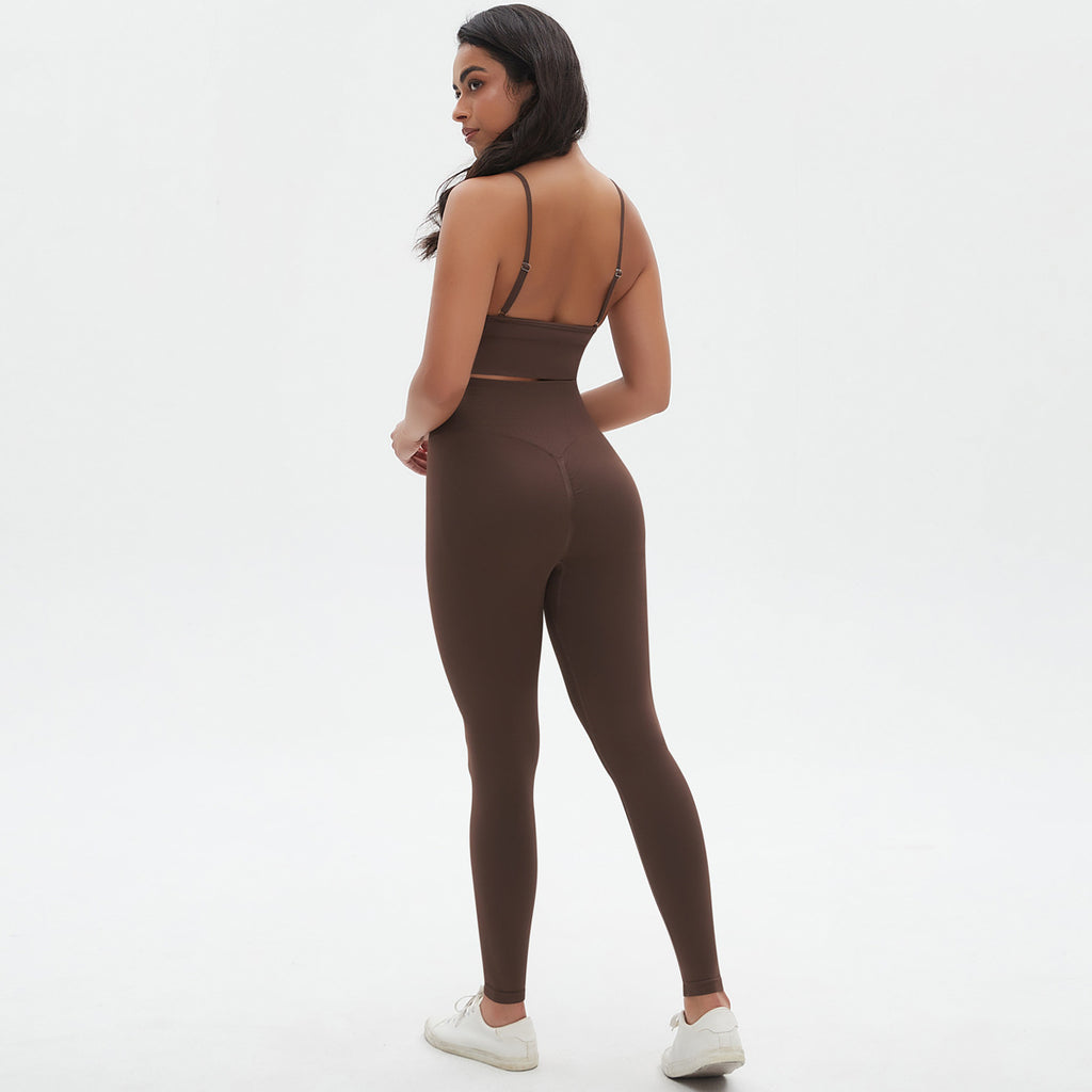 Ensemble de yoga respirant en maille, soutien-gorge de sport dos nu sexy, legging gainant taille haute, tenue de fitness